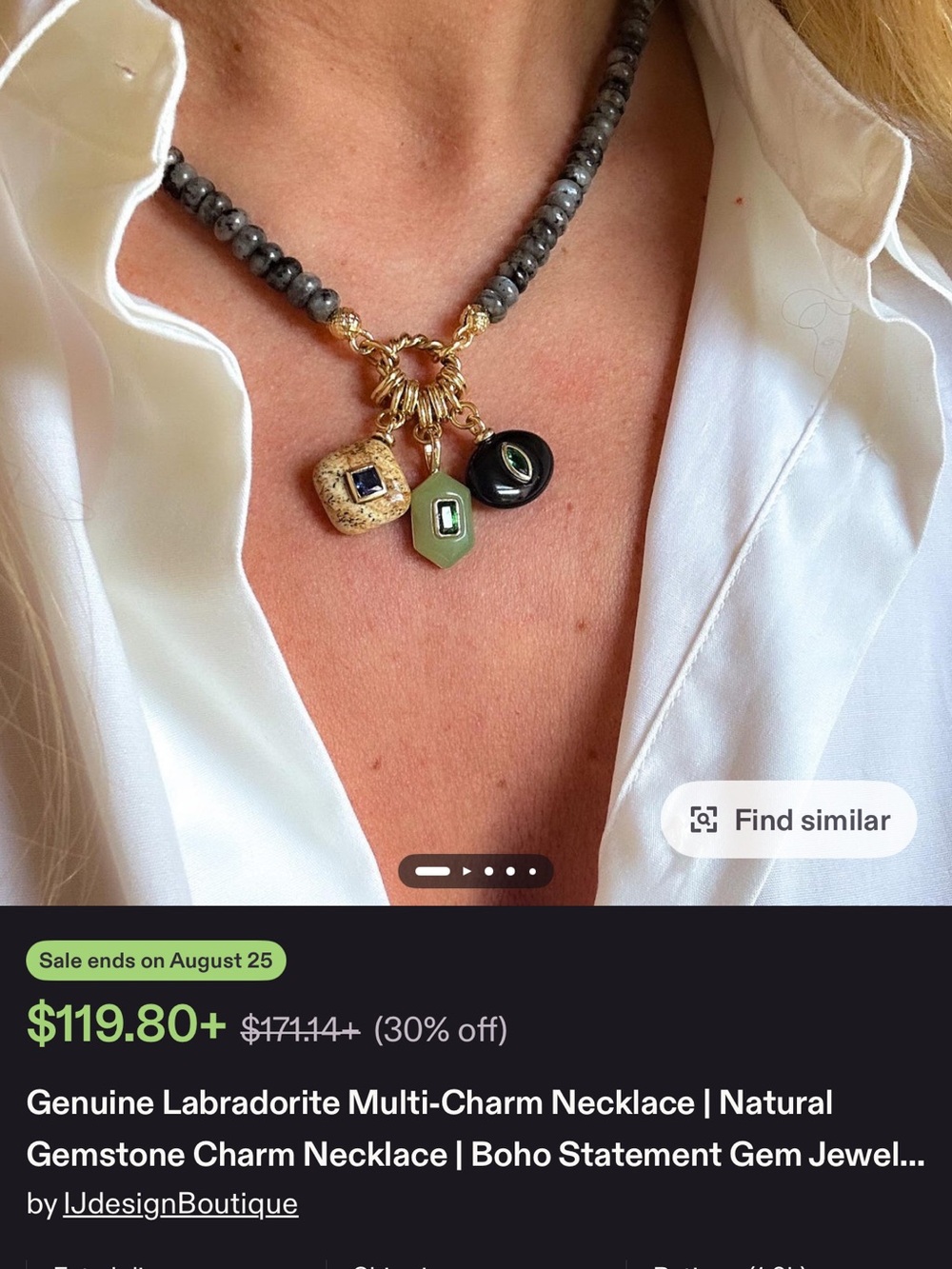 Labradorite Multi Charm Necklace Etsy Purchase Never Worn